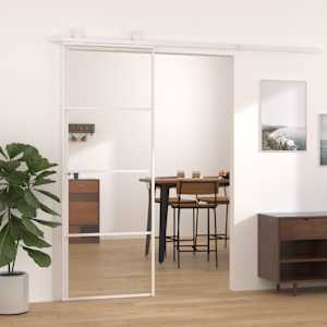 Drsna vrata ESG steklo in aluminij 76x205 cm bela
