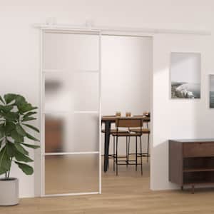 vidaXL liuguks, matt ESG-klaas ja alumiinium, 76 x 205 cm, valge