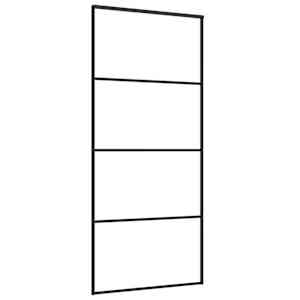 Posuvné dveře mléčné ESG sklo a hliník 90 x 205 cm černé - obrázek 3