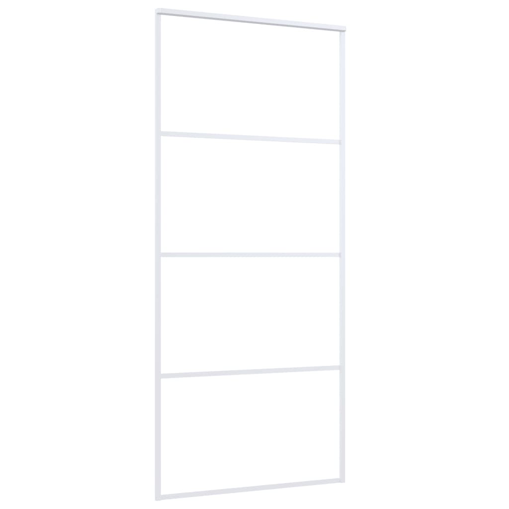 

vidaXL Schuifdeur 90x205 cm ESG-glas en aluminium wit