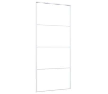 vidaXL Sliding Door Frosted ESG Glass and Aluminum 35.4"x80.7" White