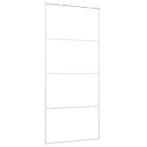 vidaXL Sliding Door Frosted ESG Glass and Aluminum 35.4"x80.7" White