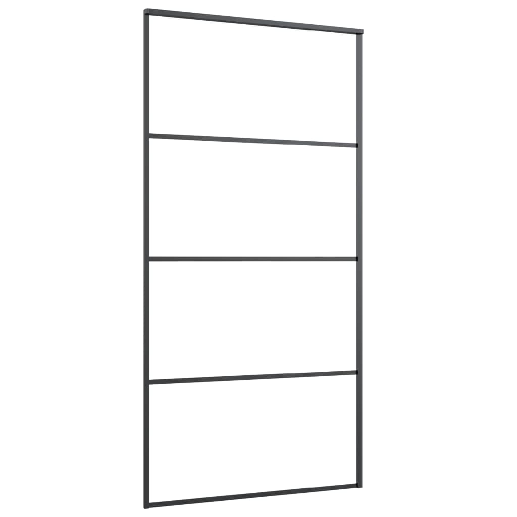 vidaXL Schuifdeur 102,5x205 cm mat ESG-glas en aluminium zwart afbeelding