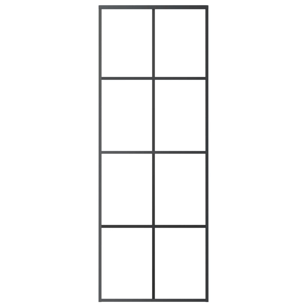 vidaXL Schuifdeur 76x205 cm ESG-glas en aluminium zwart afbeelding