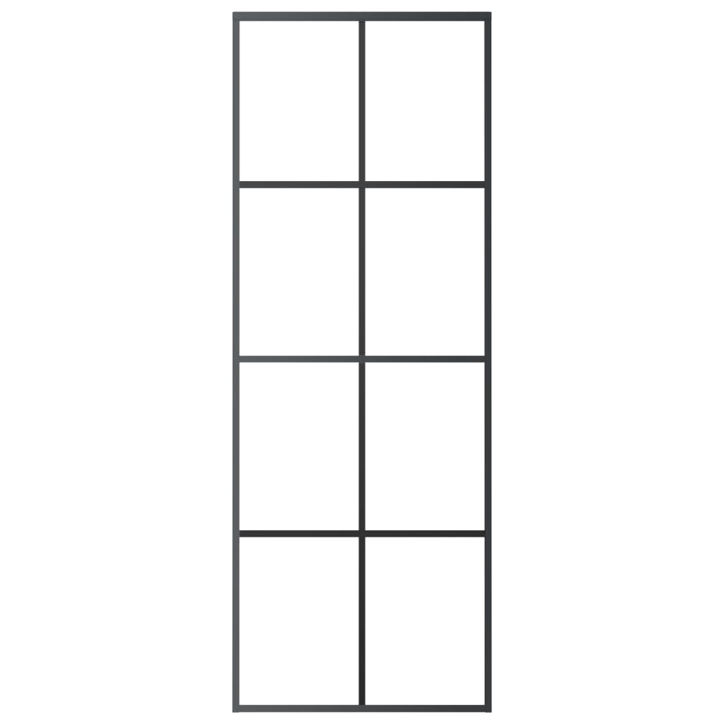 

vidaXL Schuifdeur 76x205 cm mat ESG-glas en aluminium zwart
