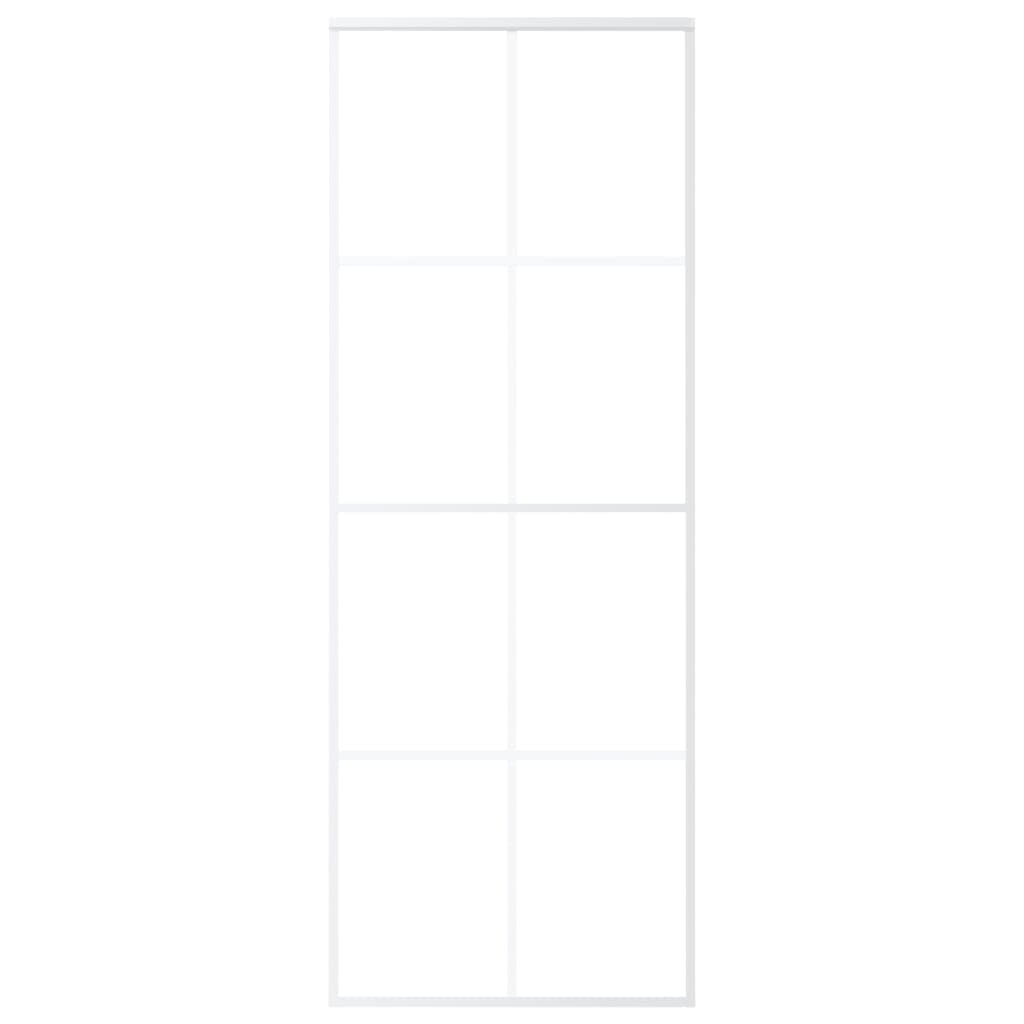 vidaXL Schuifdeur 76x205 cm ESG-glas en aluminium wit afbeelding