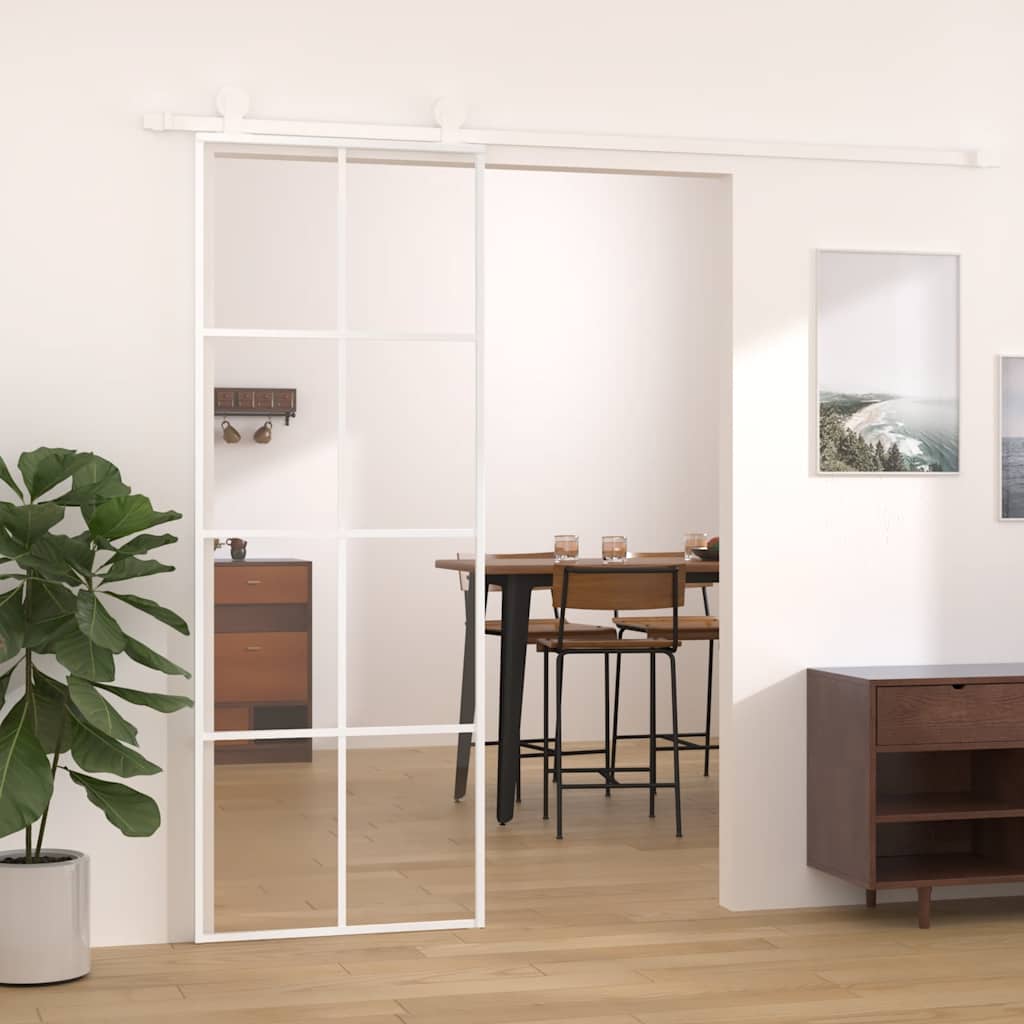 vidaXL Schiebetür ESG-Glas und Aluminium 76x205 cm Schwarz