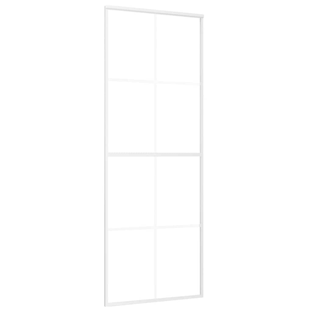 vidaXL Posuvné dveře mléčné ESG sklo a hliník 76 x 205 cm bílé