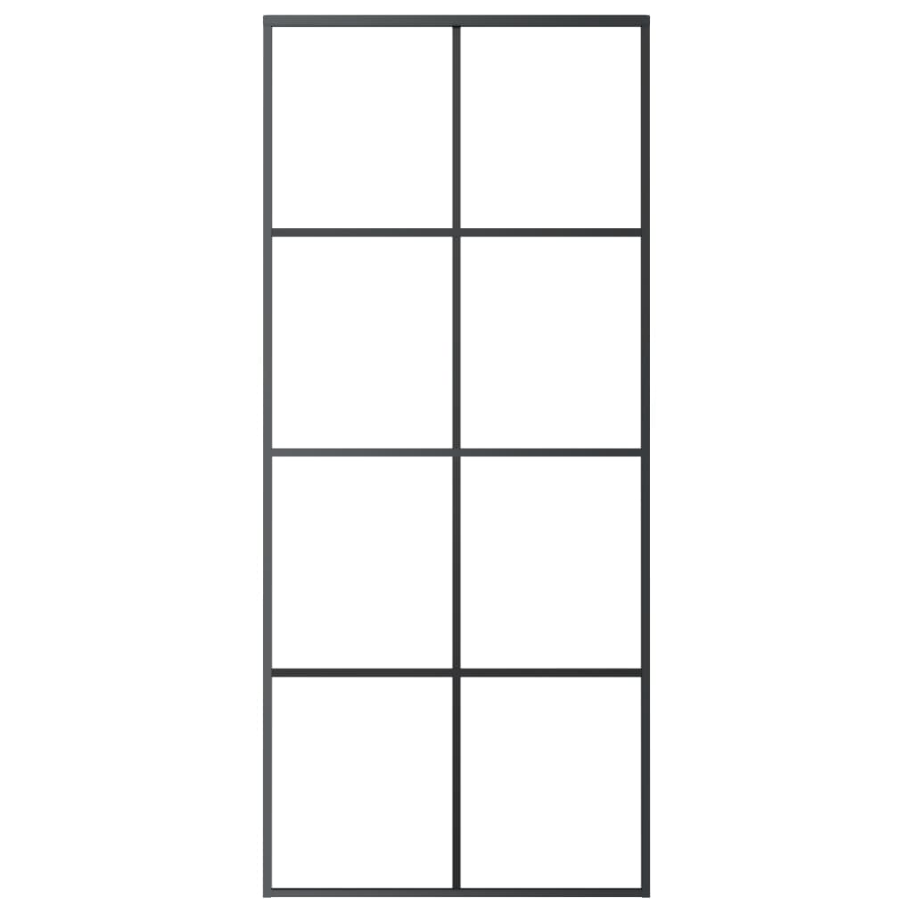 vidaXL Schuifdeur 90x205 cm ESG-glas en aluminium zwart afbeelding