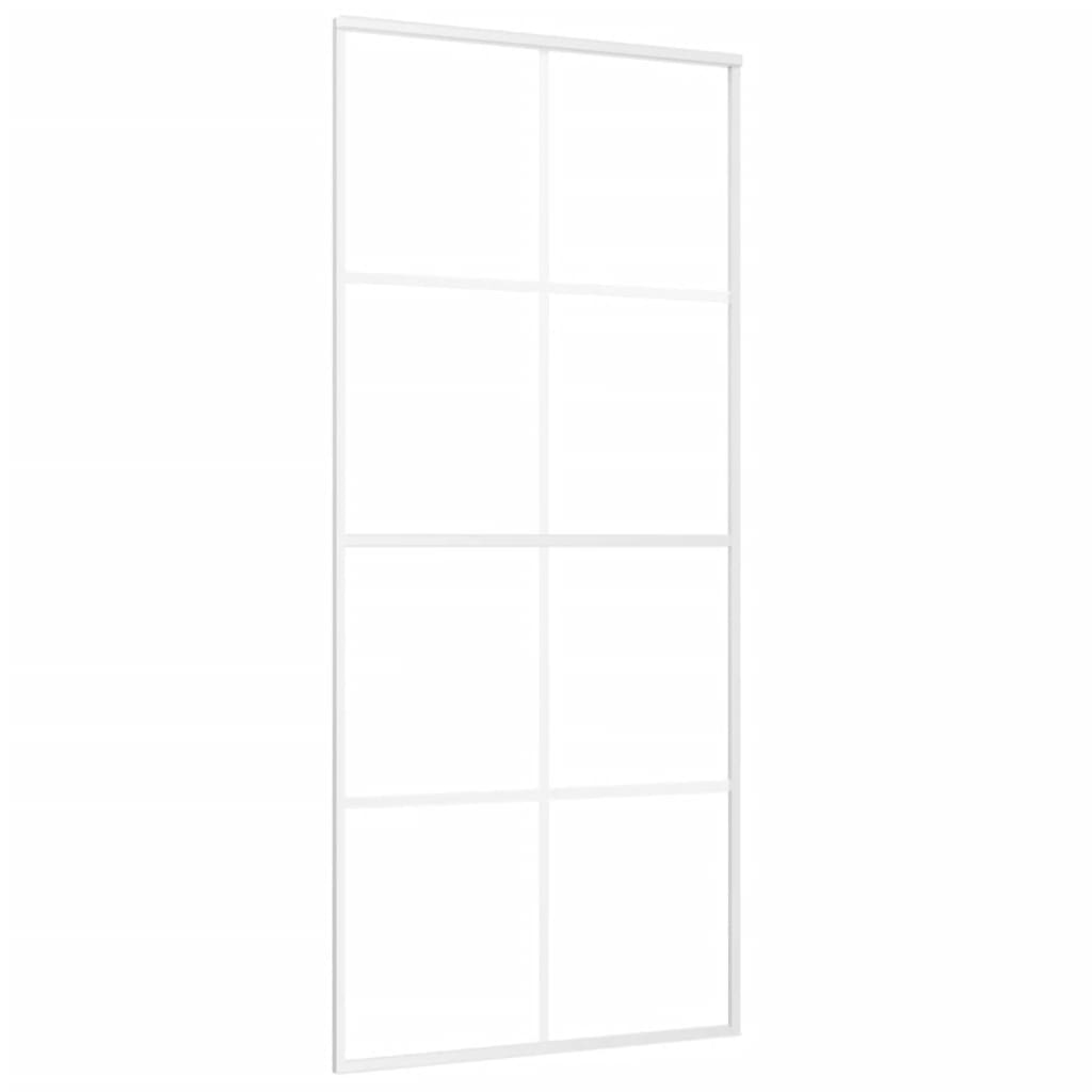 vidaXL Posuvné dveře ESG sklo a hliník 90 x 205 cm bílé