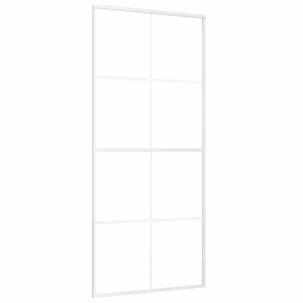 vidaXL Posuvné dveře ESG sklo a hliník 90 x 205 cm bílé