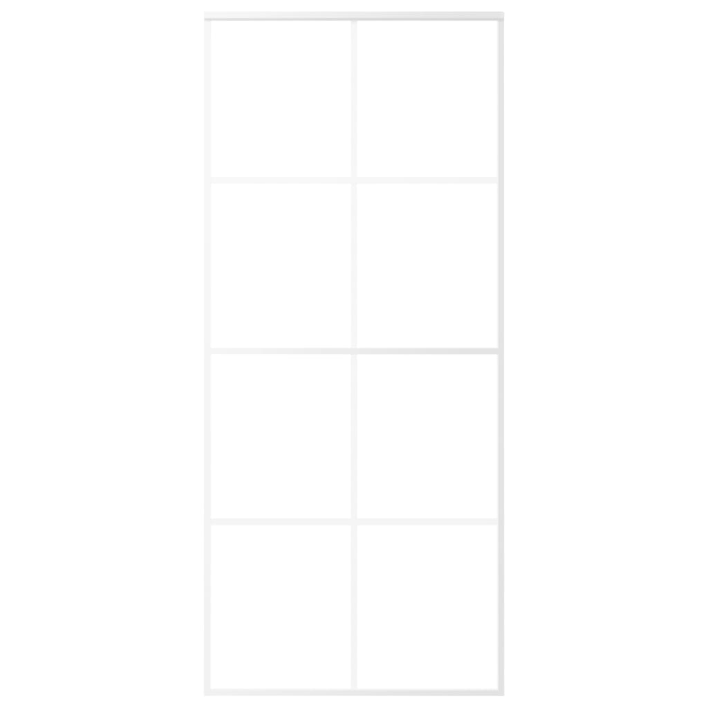 

vidaXL Schuifdeur 90x205 cm ESG-glas en aluminium wit