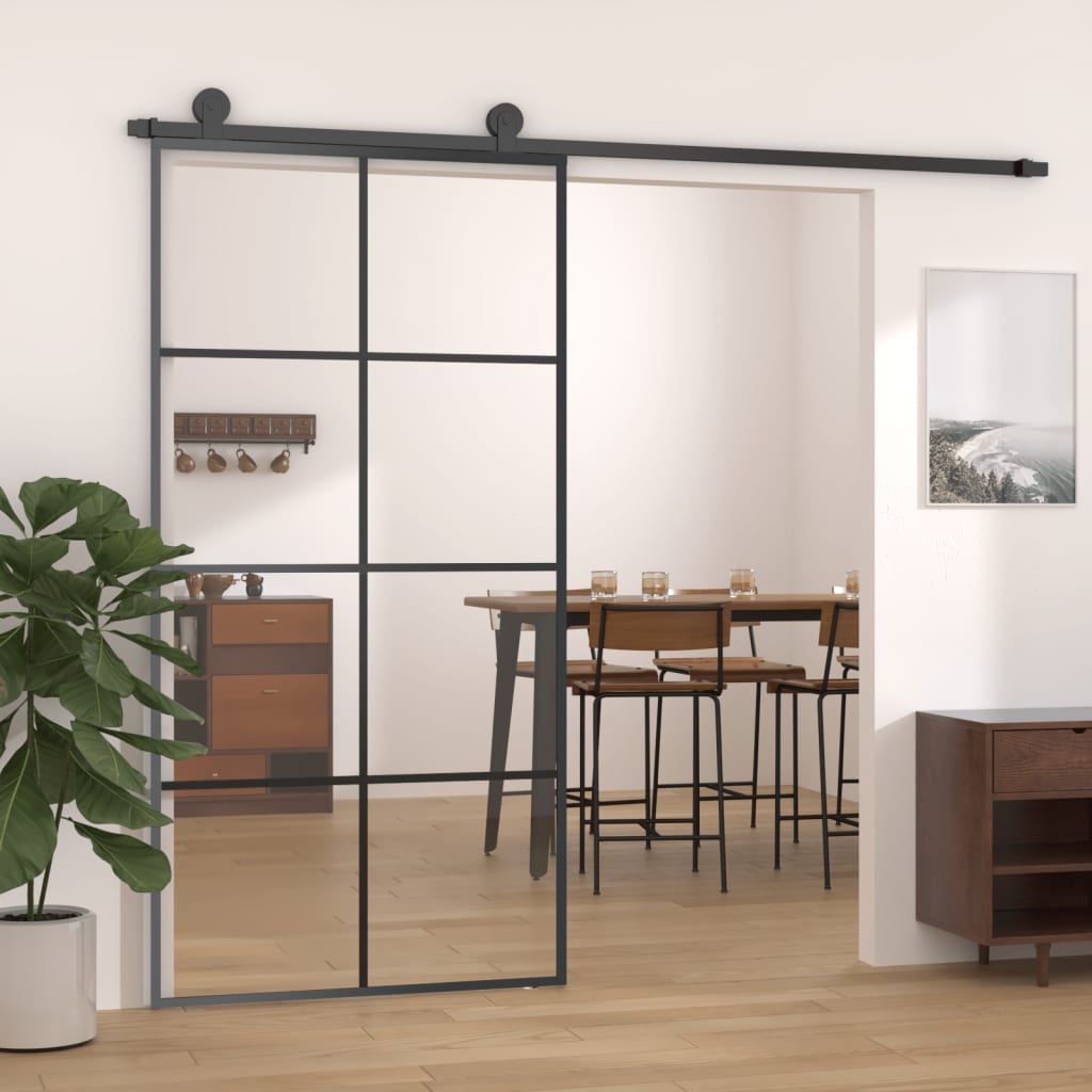 vidaXL Schiebetür Schwarz 102,5x205 cm ESG-Glas und Aluminium