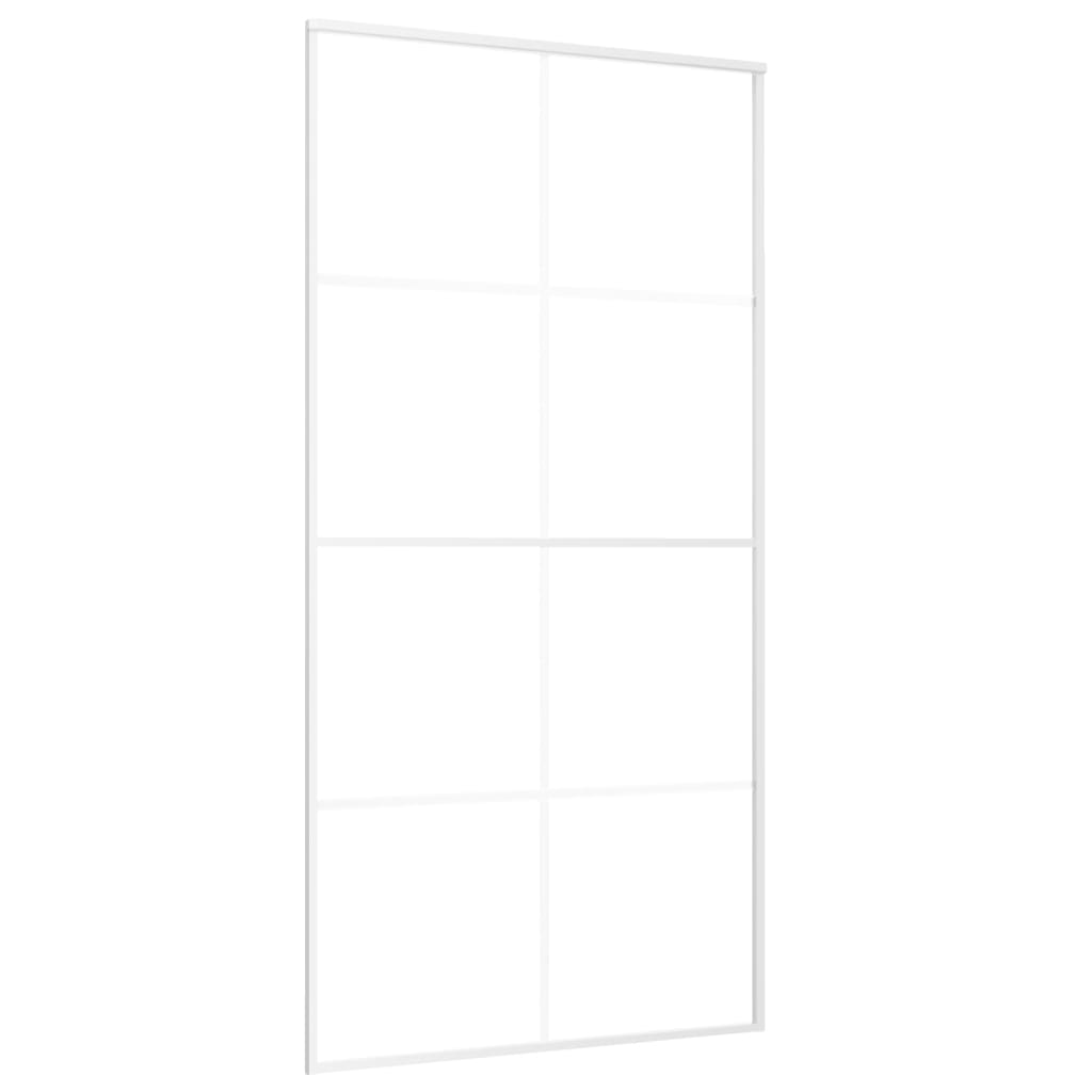 Ușă glisantă, alb, 102,5×205 cm, sticlă mată ESG și aluminiu