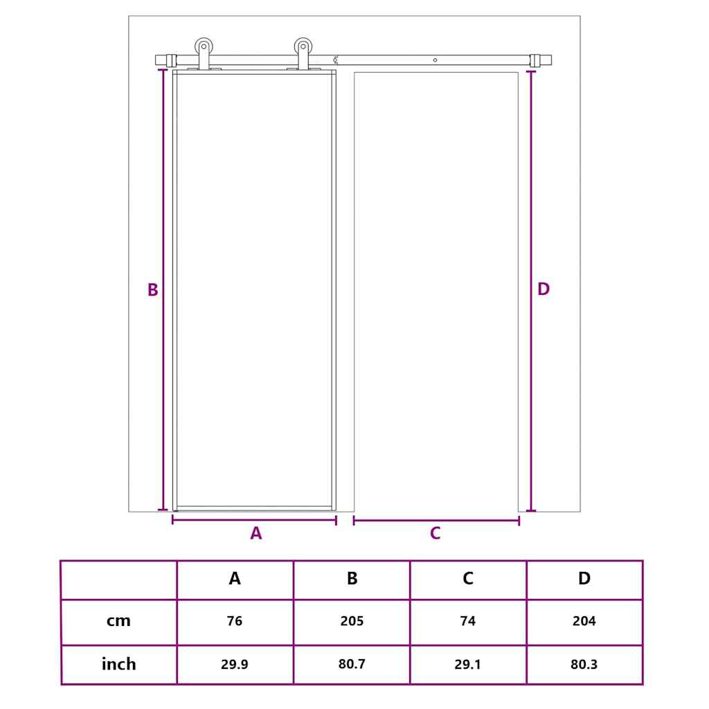 Glass Door Interior Sliding Barn Door ESG Glass and Aluminum Black vidaXL - Picture 19 of 47
