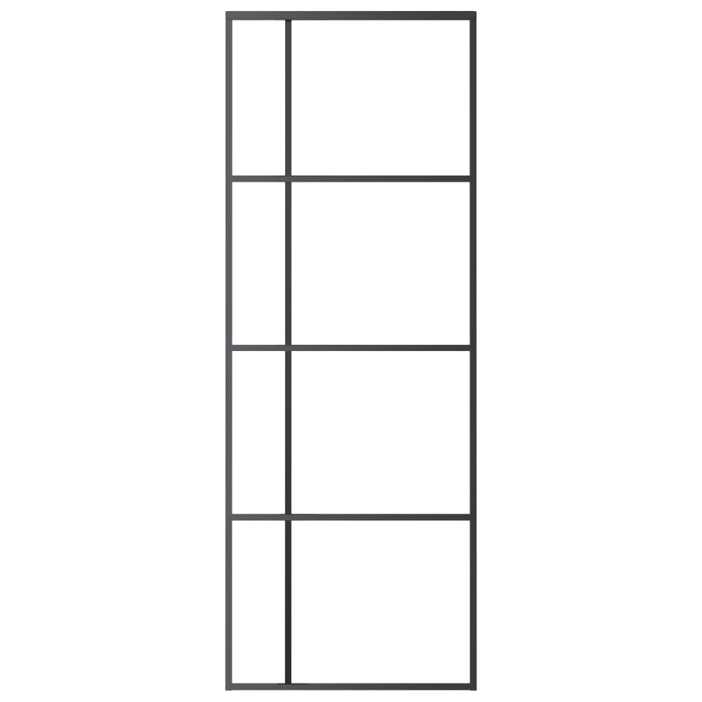 vidaXL Schuifdeur 76x205 cm mat ESG-glas en aluminium zwart afbeelding