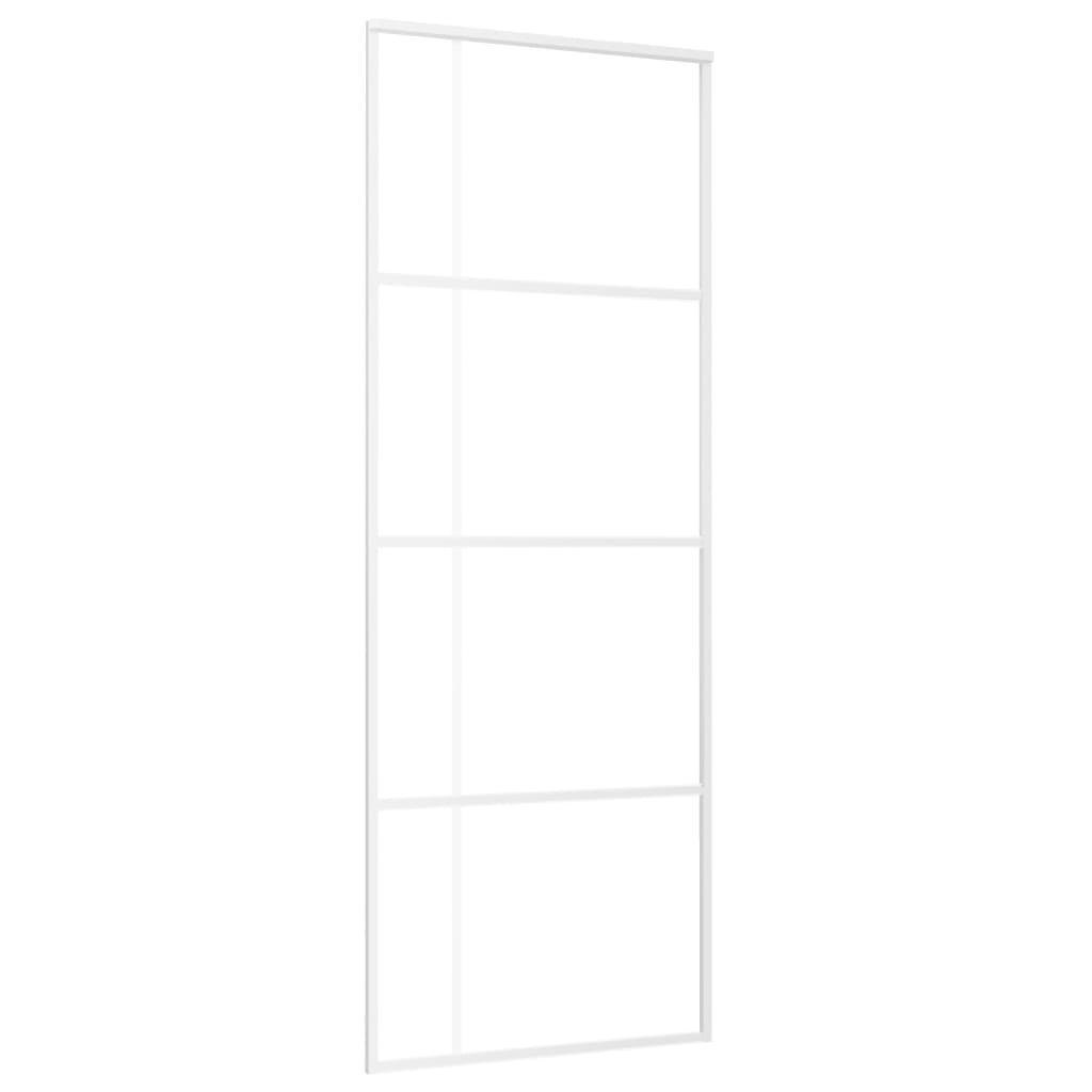 Ușă glisantă, alb, 76×205 cm, sticlă ESG și aluminiu