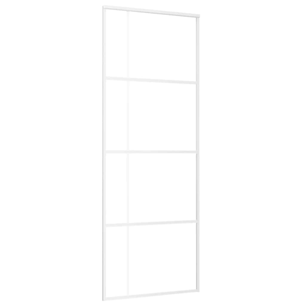 vidaXL Posuvné dveře mléčné ESG sklo a hliník 76 x 205 cm bílé