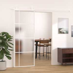 vidaXL liuguks, matt ESG-klaas ja alumiinium, 76 x 205 cm, valge