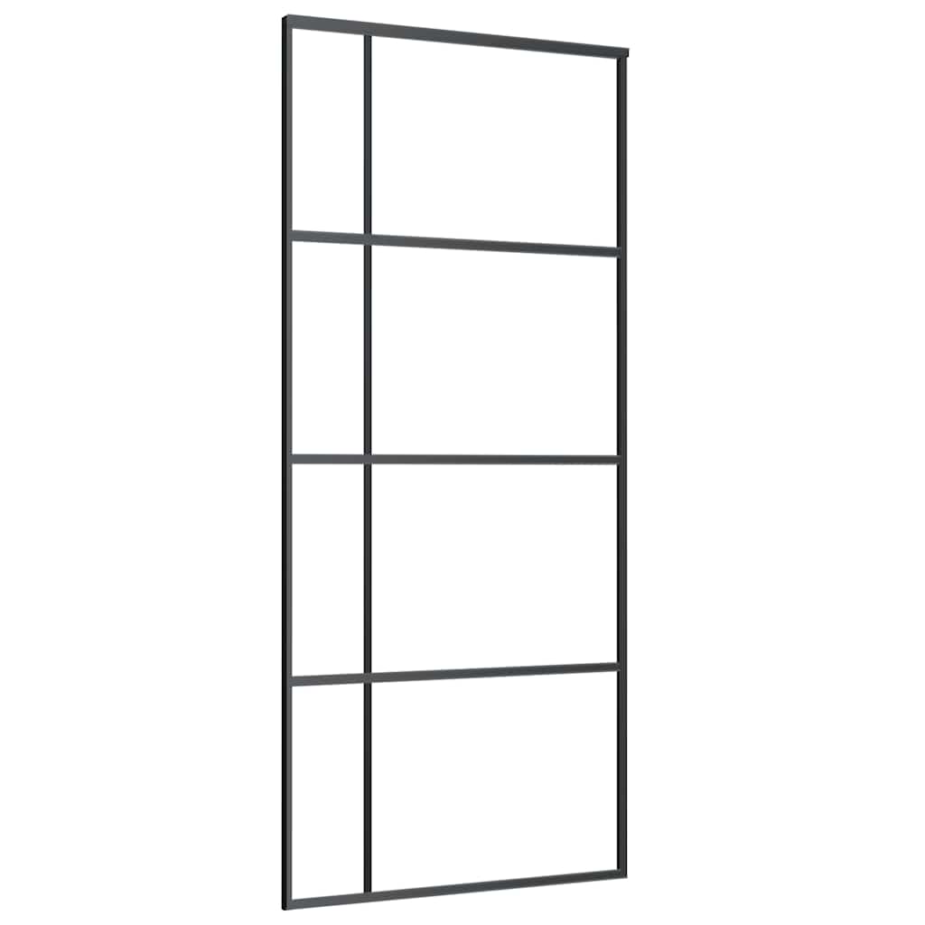 vidaXL Posuvné dveře ESG sklo a hliník 90 x 205 cm černé