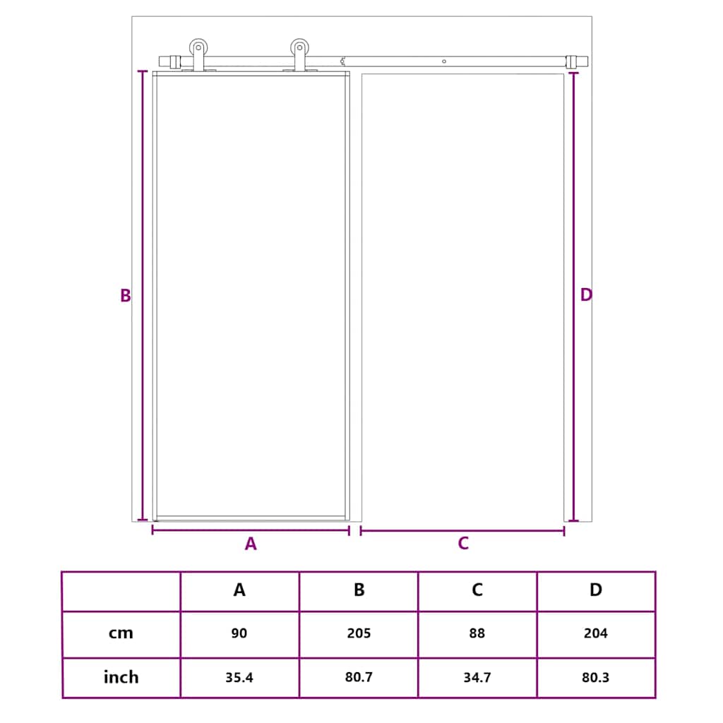 Glass Door Interior Sliding Barn Door ESG Glass and Aluminum Black vidaXL - Picture 31 of 47