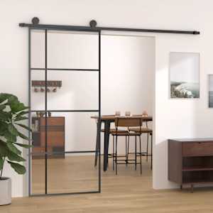 Drsna vrata ESG steklo in aluminij 90x205 cm črna
