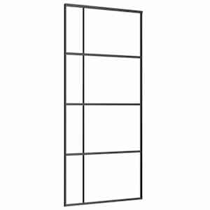 Posuvné dveře mléčné ESG sklo a hliník 90 x 205 cm černé - obrázek 2