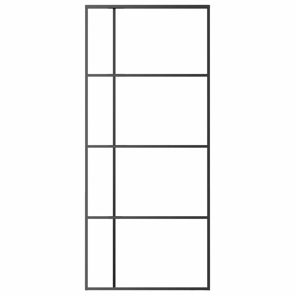 Thumbnail - vidaXL Schiebetür ESG-Glas und Aluminium mattiert 90x205 cm Schwarz