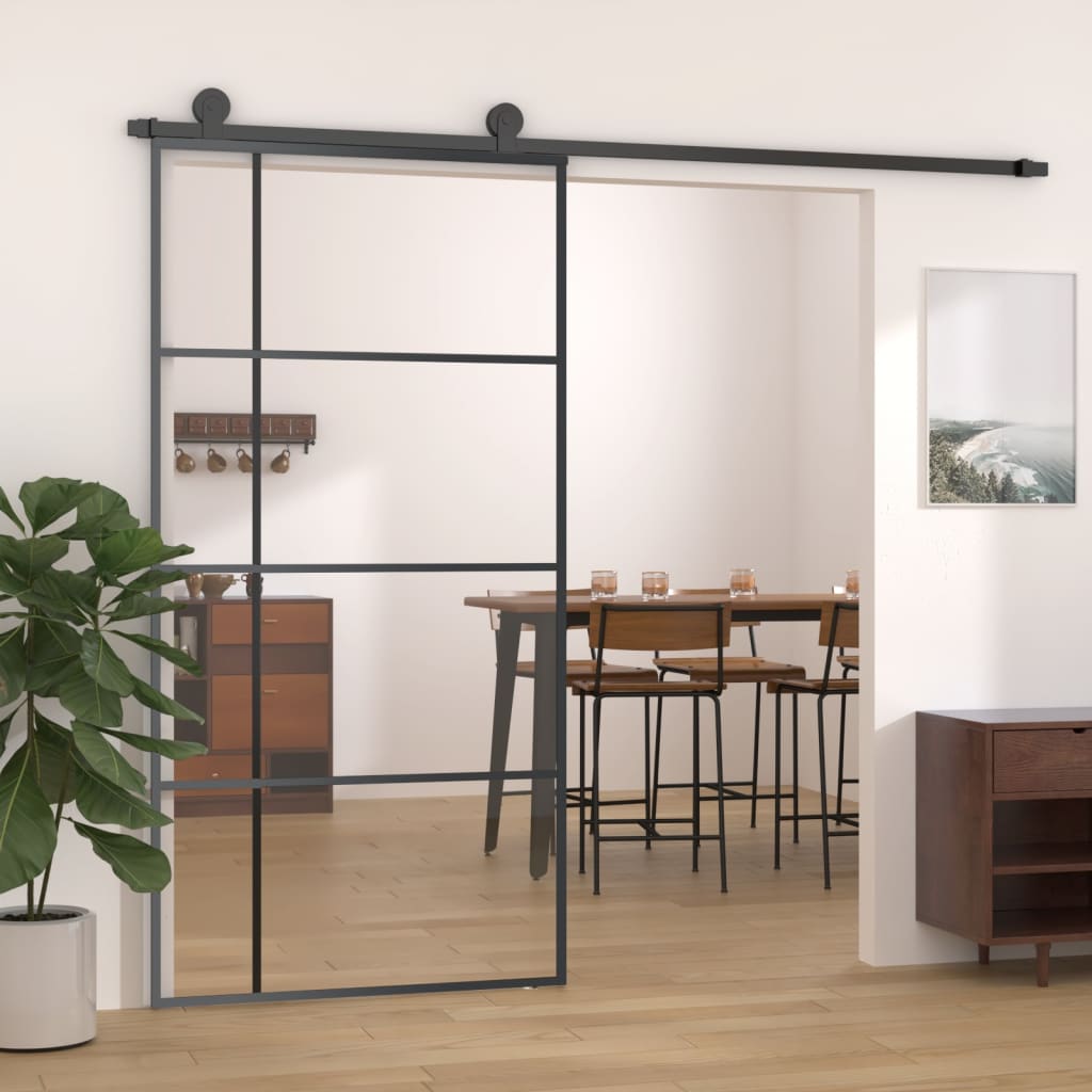 vidaXL Schiebetür ESG Glas und Aluminium 102,5x205 cm Weiß