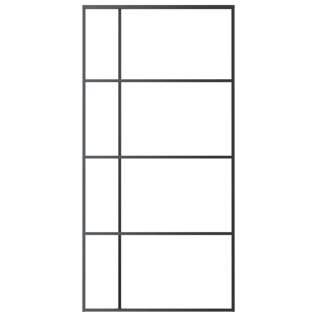 vidaXL Schuifdeur 102,5x205 cm mat ESG-glas en aluminium zwart afbeelding