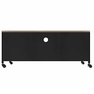 TV skříňka černá 110x30x43 cm železo a masivní jedlové dřevo - obrázek 5