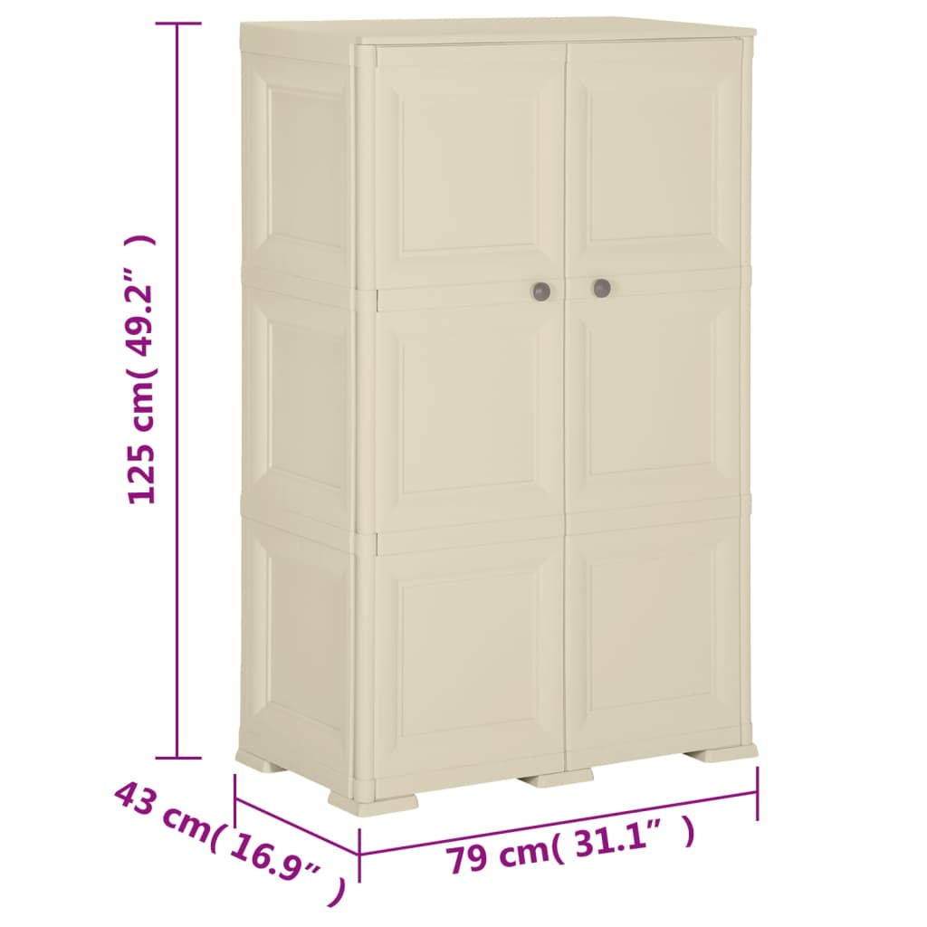 imagem de vidaXL Armário de plástico 79x43x125 cm design de madeira branco nata9