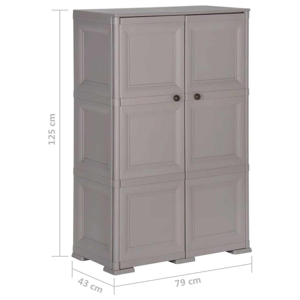 imagem de vidaXL Armário de plástico 79x43x125 cm design de madeira cinzento9