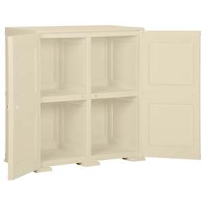 Plastová skříňka 79 x 43 x 85,5 cm design dřeva angorská bílá - obrázek 5