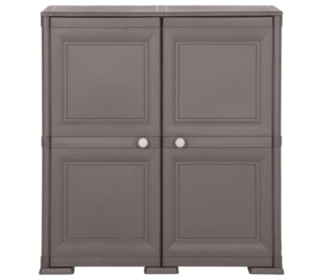 vidaXL Пластмасов шкаф, 79x43x85,5 см, дървен дизайн, сив
