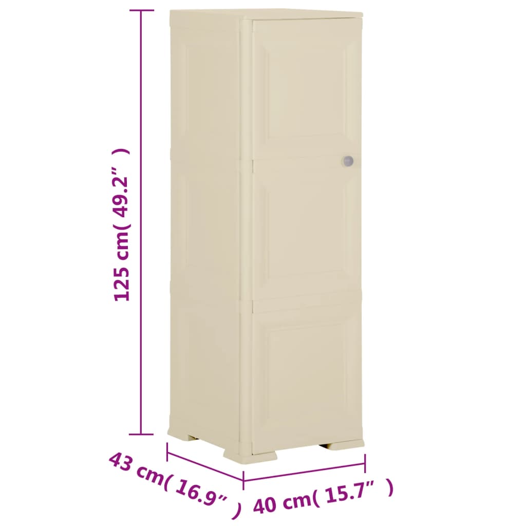 imagem de vidaXL Armário de plástico 40x43x125 cm design de madeira branco nata9