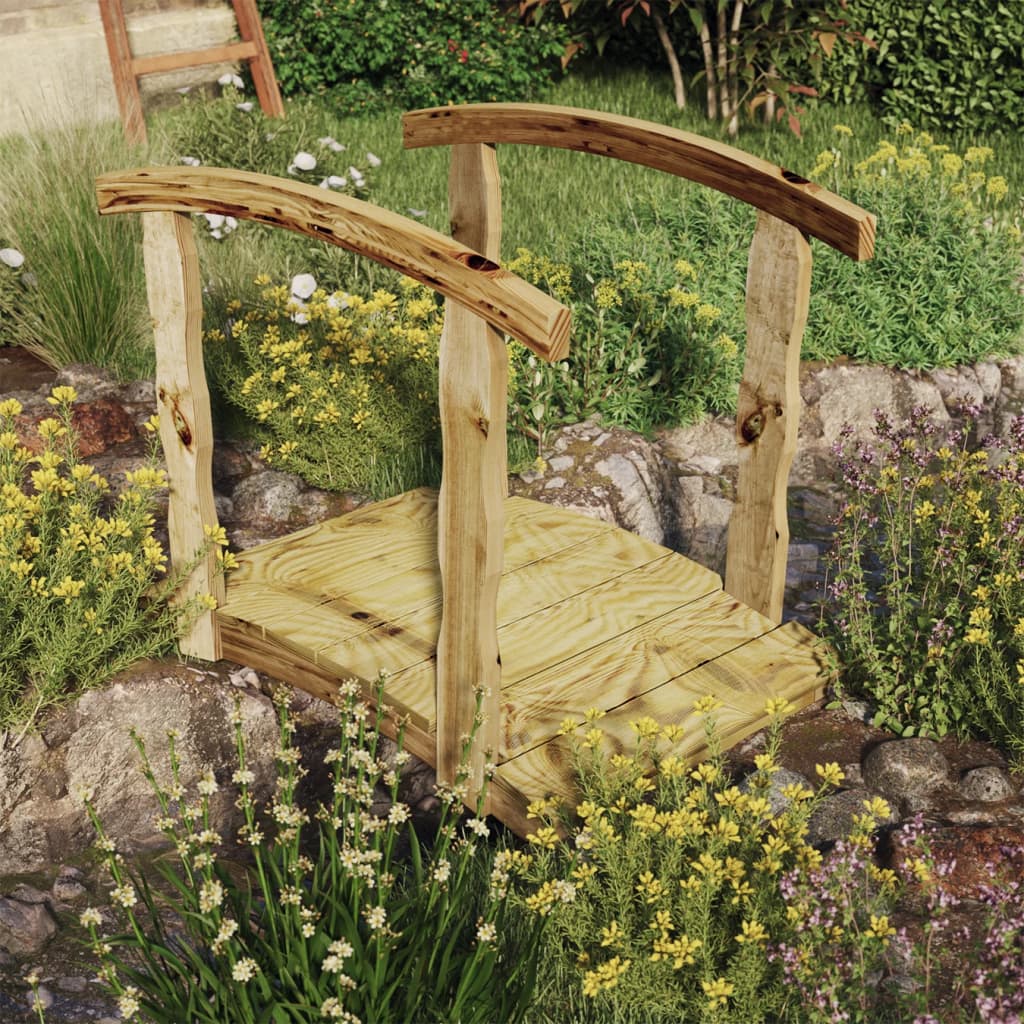 vida XL Gartenbrücke mit Schiene imprägniert Massivholz Kiefer