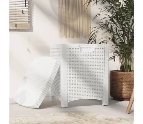 vidaXL Garten-Aufbewahrungsbox 39x39x46 cm PP Rattan Weiß