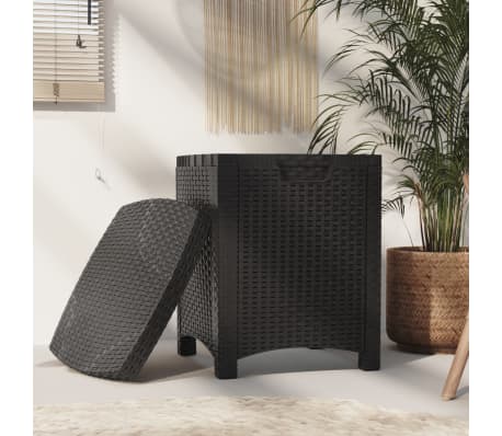 vidaXL Μπαούλο Αποθήκευσης Κήπου Γραφίτη 39x39x46εκ. Ρατάν Πολυπρ/νίου