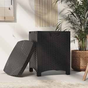 vidaXL Μπαούλο Αποθήκευσης Κήπου Γραφίτη 39x39x46εκ. Ρατάν Πολυπρ/νίου