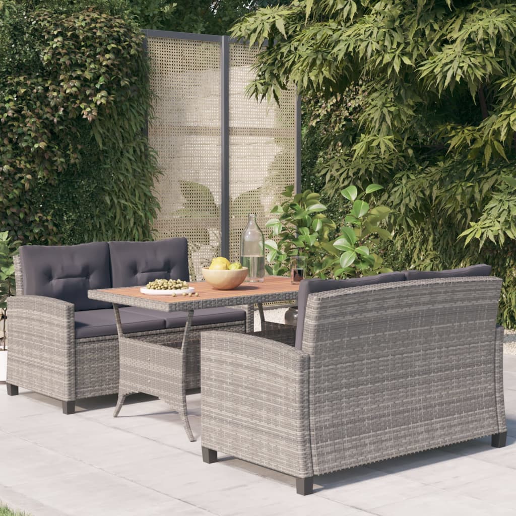 vidaXL 3-tlg. Garten-Essgruppe Poly Rattan & Massivholz Akazie