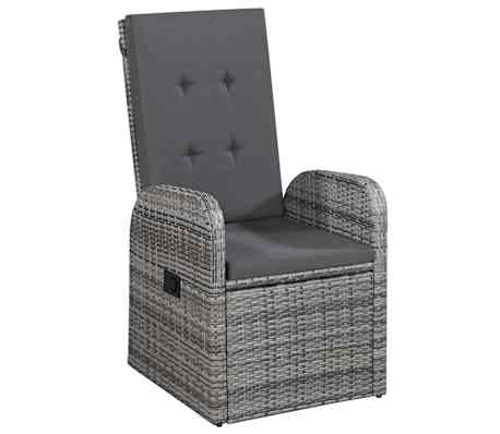 vidaXL 7 Piece Garden Dining Set with Cushions Grey Poly Rattan