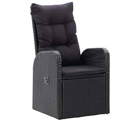 vidaXL 5 Piece Garden Dining Set with Cushions Black Poly Rattan