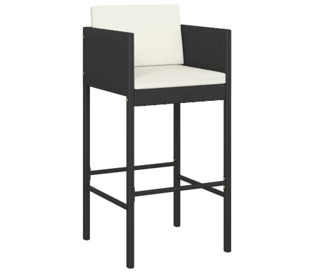 vidaXL 3 Piece Garden Bar Set with Cushions Poly Rattan Black