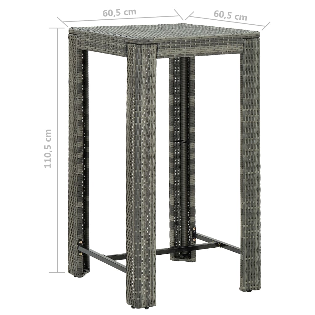 Garden Bar Set with Cushions Patio 3/5/7/9 Piece Multi Sizes Black/Grey vidaXL - Picture 20 of 44