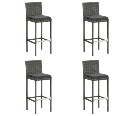 vidaXL 5 Piece Garden Bar Set with Cushions Poly Rattan Grey