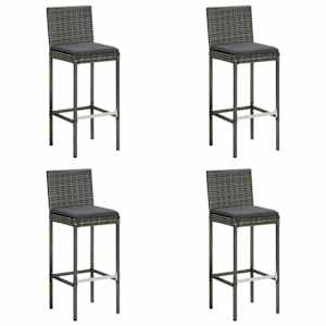 vidaXL 5 Piece Garden Bar Set with Cushions Poly Rattan Grey