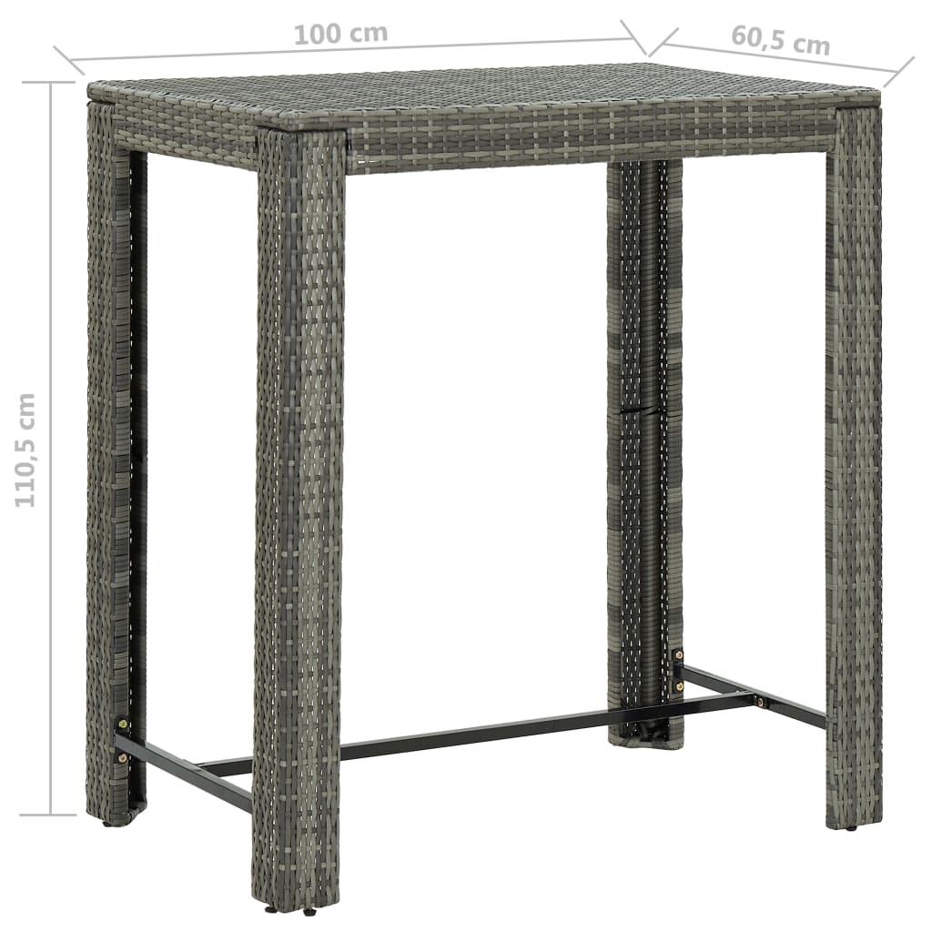 Garden Bar Set with Cushions Patio 3/5/7/9 Piece Multi Sizes Black/Grey vidaXL - Picture 32 of 44
