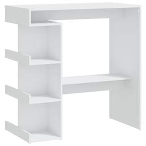 vidaXL baarilaud riiuliga, valge, 100x50x101,5 cm, tehispuit