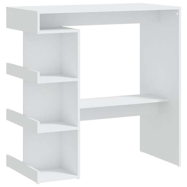 vidaXL baarilaud riiuliga, valge, 100x50x101,5 cm, tehispuit